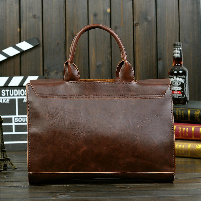 Men's Genuine Leather Briefcase Business Laptop Bag Shoulder Messenger Bag Fashion  Waterproof