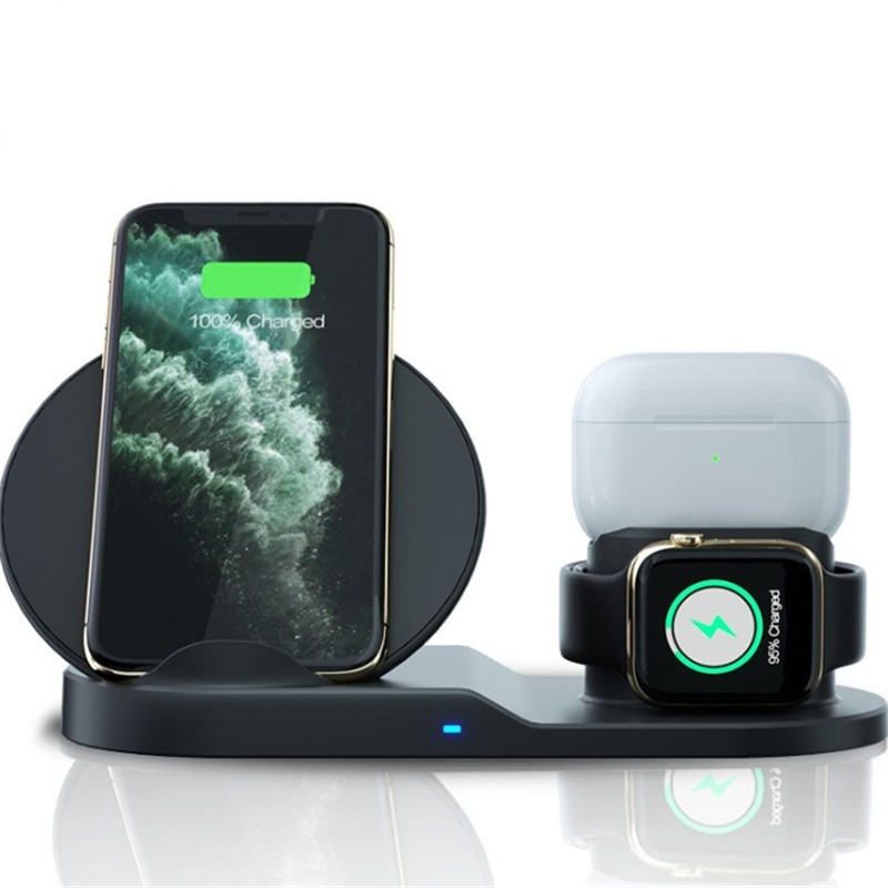 Wireless Charger-Multifunctional Wireless Fast Charging for AirPods iwatch 3-in-1 - Black