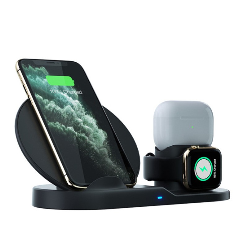 Wireless Charger-Multifunctional Wireless Fast Charging for AirPods iwatch 3-in-1 - Black