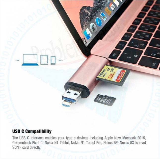 5Gbps Earldom Multi Card Reader OTG 3in1(Type-C,USB,Micro USB) for Macbook Xiaomi iPhone Android