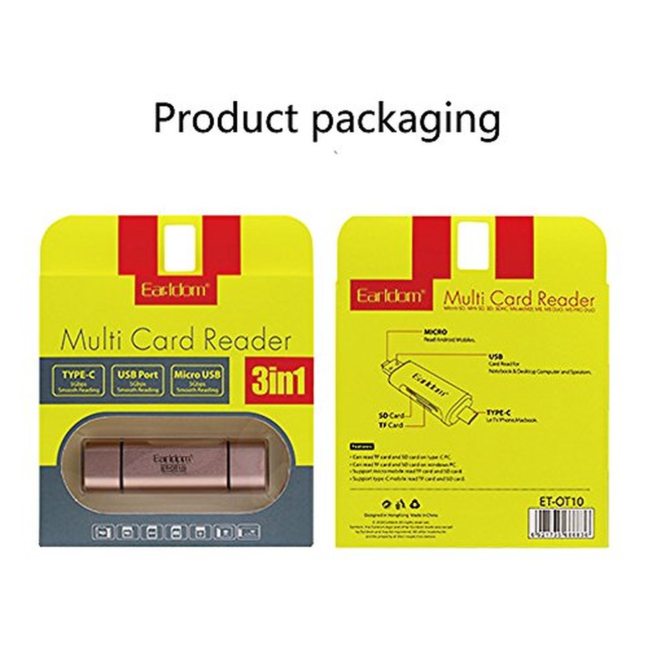 5Gbps Earldom Multi Card Reader OTG 3in1(Type-C,USB,Micro USB) for Macbook Xiaomi iPhone Android