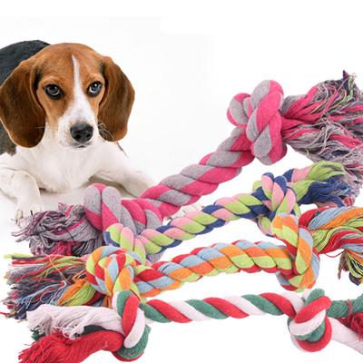 Pet Dog Puppy Toys Double Knot Cotton Rope Braided Bone Shape Tooth Cleaning Interactive Kitten
