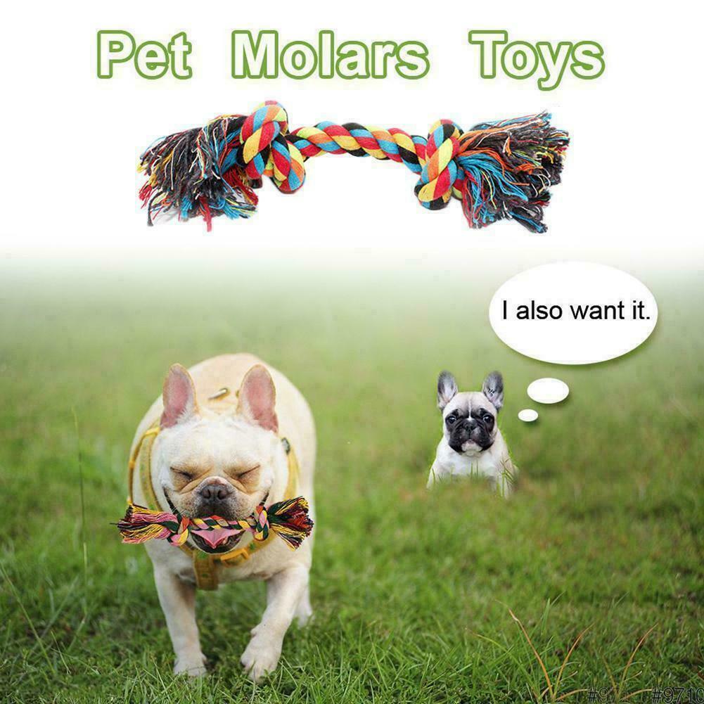 Pet Dog Puppy Toys Double Knot Cotton Rope Braided Bone Shape Tooth Cleaning Interactive Kitten