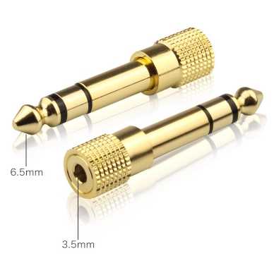 6.5MM Male to 3.5MM Female Jack Plug Audio Headset Microphone Adapter Converter Aux Gold Plated