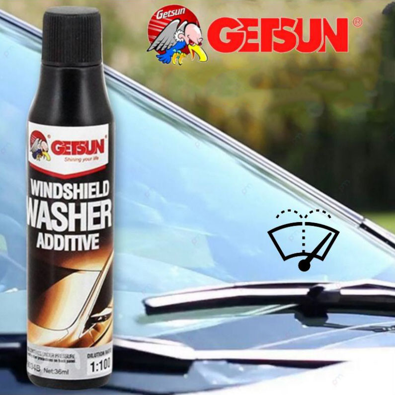 Getsun Windshield Washer Windscreen Glass Cleaner Additive 36 ML Cleans Dirt, Insect Stains, Makes The Glass Clear and Clean. Wiper Blades are Smooth and Extend Life.
