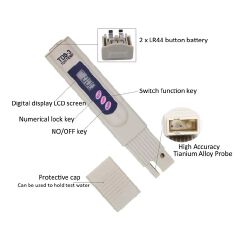 Water Quality Tester Digital TDS Meter Set TDS-3 Purity Tester Premium Handheld Pen 0-9990 ppm Measuring Range