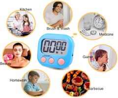 Kitchen Timer Digital Cooking Timers Clock, ON/OFF Simple Operation, Big Digits, Loud Alarm, Magnetic Backing Stand, Countdown Up Minute Second Timers for Kids Games Exercise Office