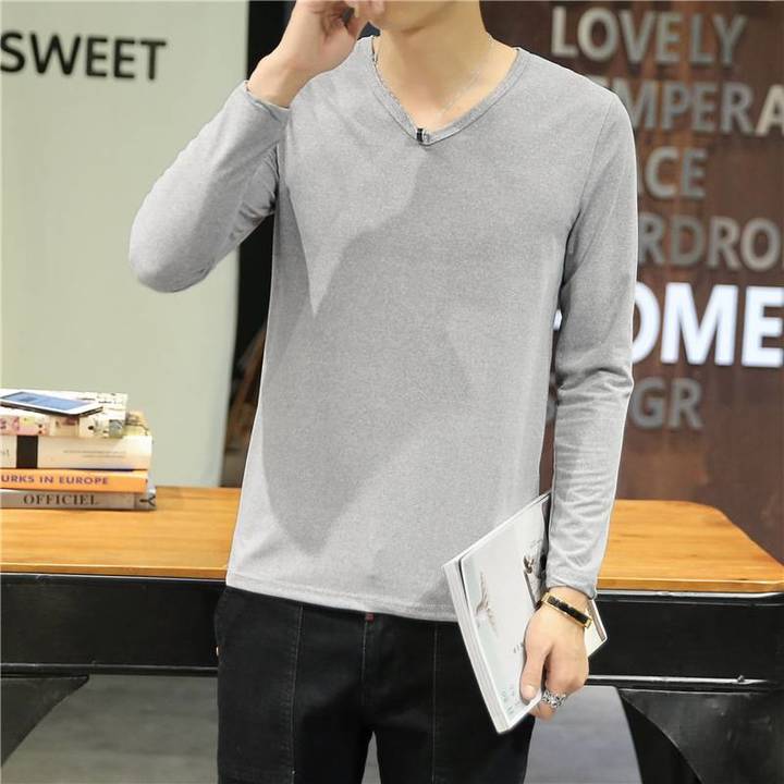 "DUMA" T-shirt Men Round neck Slim fit Long sleeve Shirt Handsome daily Leisure