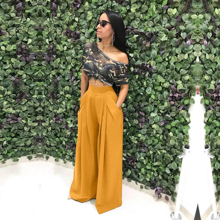 "DUMA" fashion personality Flare trousers Wide leg slacks casual pants beautiful daily Shopping