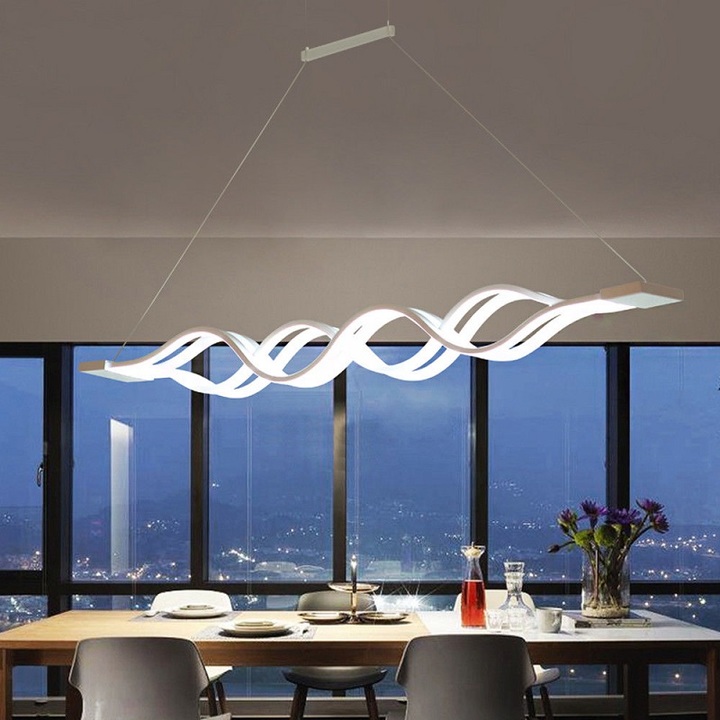 Personality chandelier led restaurant lamp wave living room study bar chandelier cafe bar