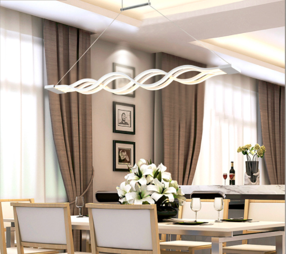 Personality chandelier led restaurant lamp wave living room study bar chandelier cafe bar
