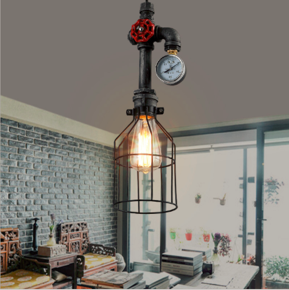 Industrial vintage cage line bulb bulb steampunk tube chandelier ceiling