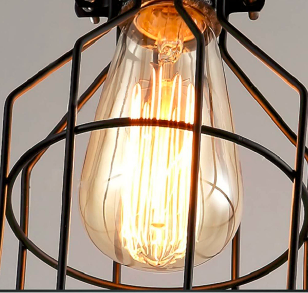Industrial vintage cage line bulb bulb steampunk tube chandelier ceiling