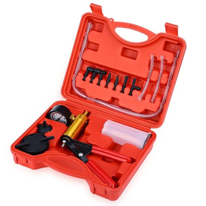 2-in-1 brake bleeder and vacuum pump gauge tuner kit tool DIY hand tool