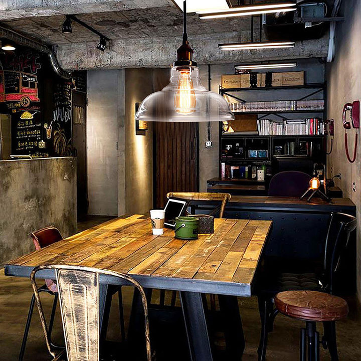 New industrial chandelier retro chandelier ceiling transparent glass simple personality creative