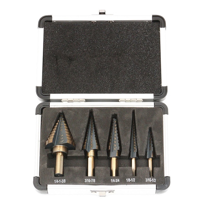5-piece set of inch step drill set / step drill / steel plate drill / twist drill