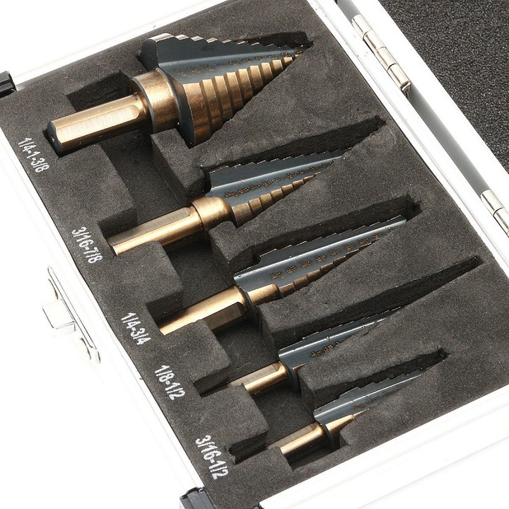 5-piece set of inch step drill set / step drill / steel plate drill / twist drill