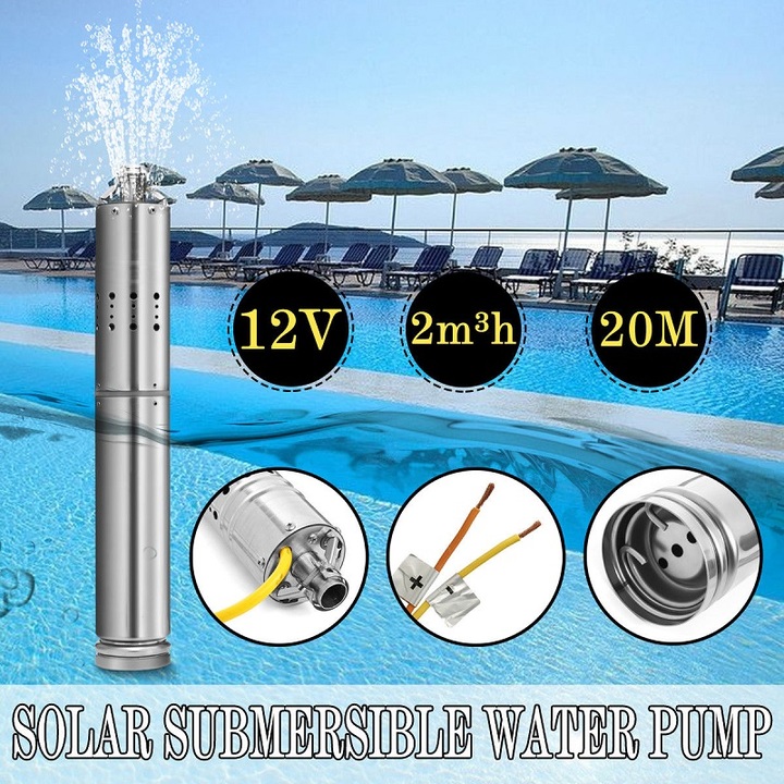 12VDC2m3/ H solar water pump submersible drilling deep well 20m