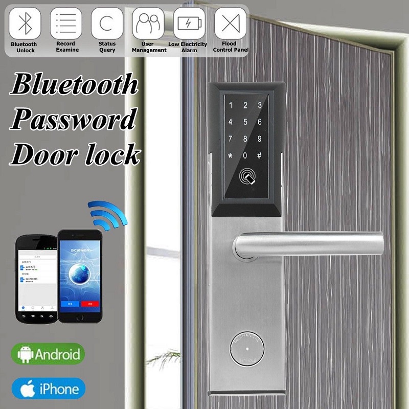 Digital electronic smart WiFi Bluetooth door lock password keyboard touch screen