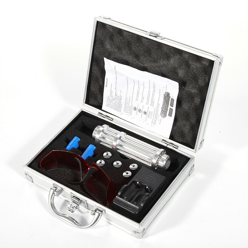 Adjustable Focus High Power Blue Laser 5W Light with Battery + Portable Box