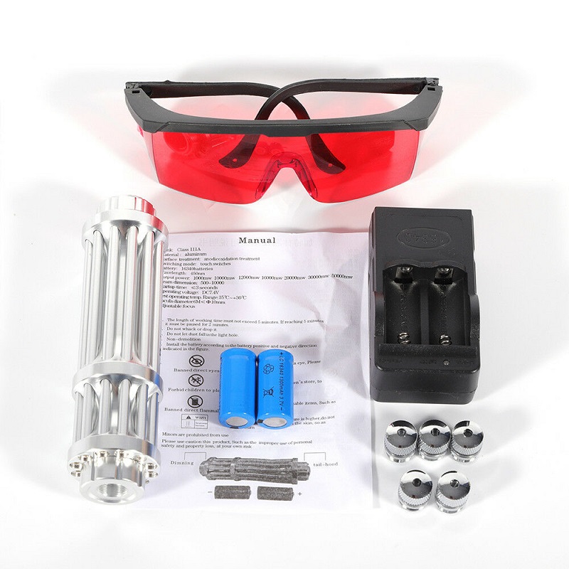 Adjustable Focus High Power Blue Laser 5W Light with Battery + Portable Box