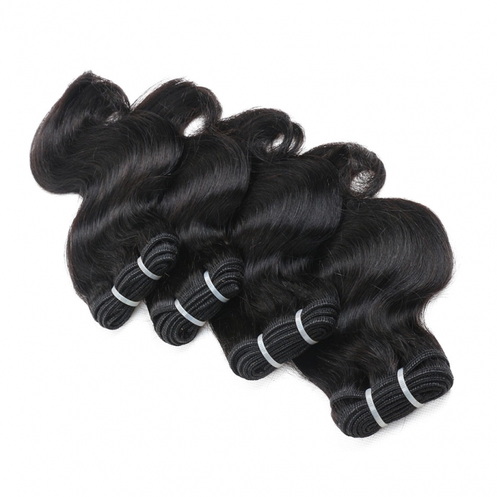Peruvian Virgin Hair Body Wave 4 Bundles 100% Human Hair Weave 8-24" 50G/PC Natural Black for Women