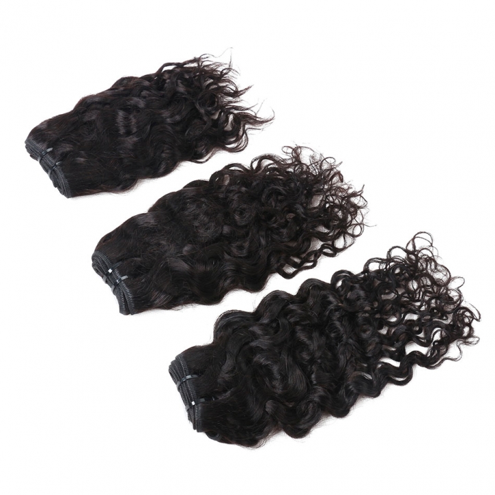 BHF 8A Brazilian Water Wave 50g/pc Hair Weave 3 Bundles Human Hair 8-14" Natural Black Virgin Hair
