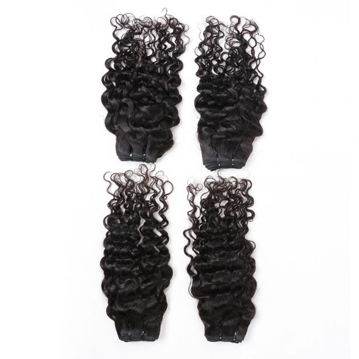 BHF Indian Water Wave 4 Bundles Natural Color 8A Unprocessed Water Curly Weave Human Hair 50g/pc