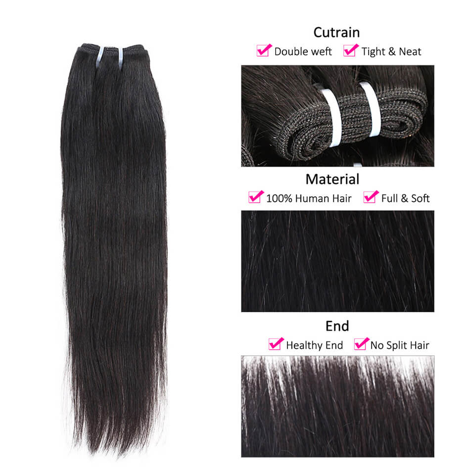 BHF Brazilian Straight Human Hair Weave Bundles 8-24inch 50G/PC Unprocessed Human Hair 1PC/LOT