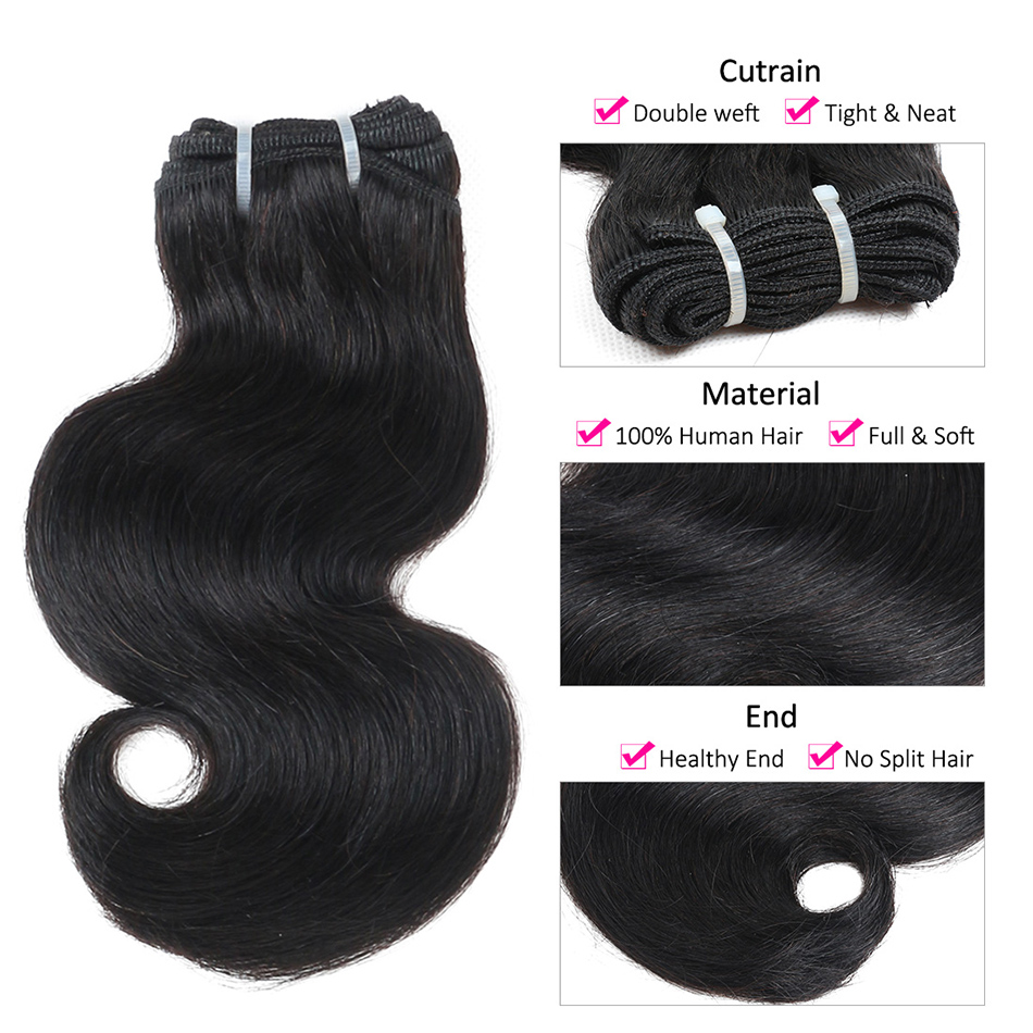 BHF 8A Brazilian Virgin Hair Body Wave 50G/PC 3 Bundles 100% Human Hair weave 8-24" Natural Black