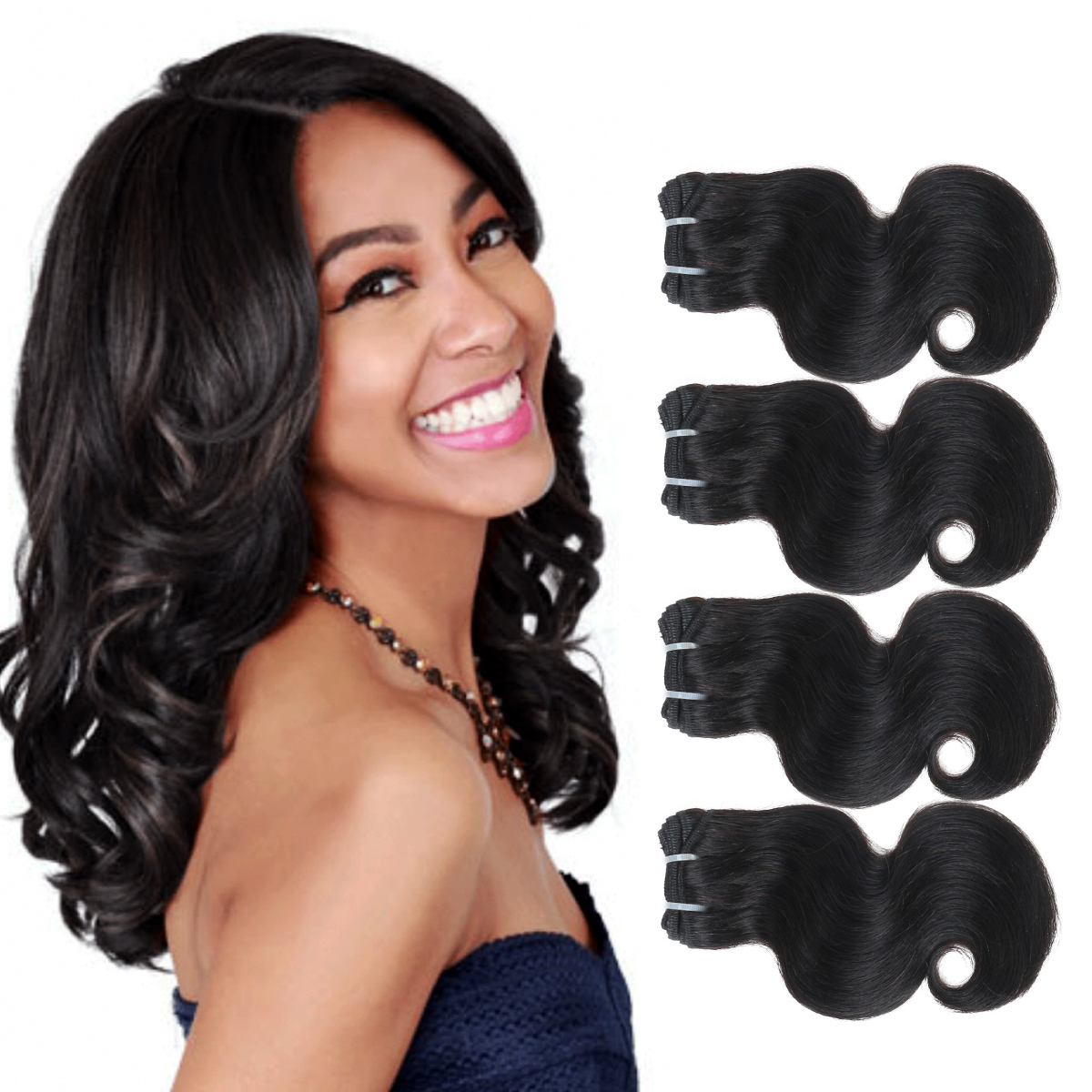 BHF 8A Malaysian Virgin Hair Body Wave 4 Bundles 100% Human Hair Weave 8-24" 50G/PC Natural Color