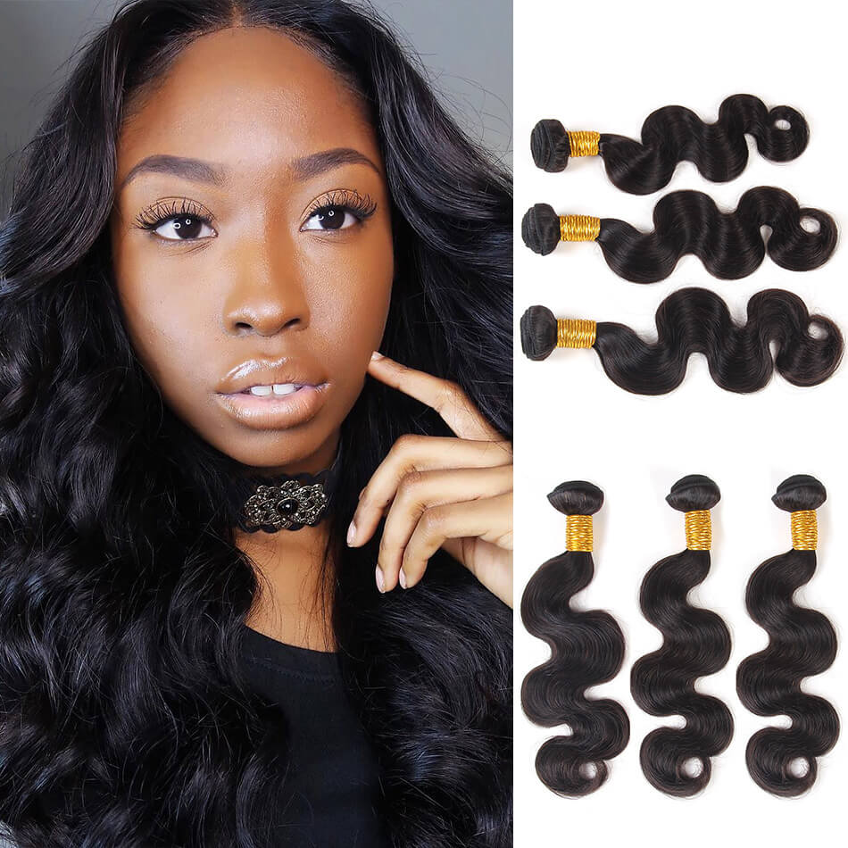 BHF Brazilian Body Wave Human Hair Bundles 3pcs Brazilian Virgin Hair Weave Bundles 8-24inch 50g/pcs