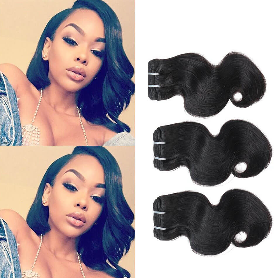 BHF Brazilian Body Wave Human Hair Bundles 3pcs Brazilian Virgin Hair Weave Bundles 8-24inch 50g/pcs