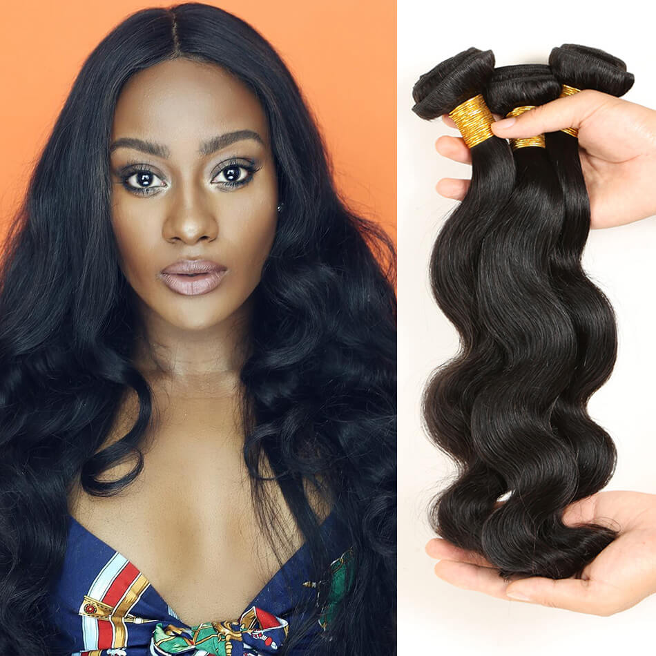 BHF Malaysian Body Wave Hair Bundles 3Pcs/lot 100% Human Virgin Hair extensions 8"-24" Natural Color