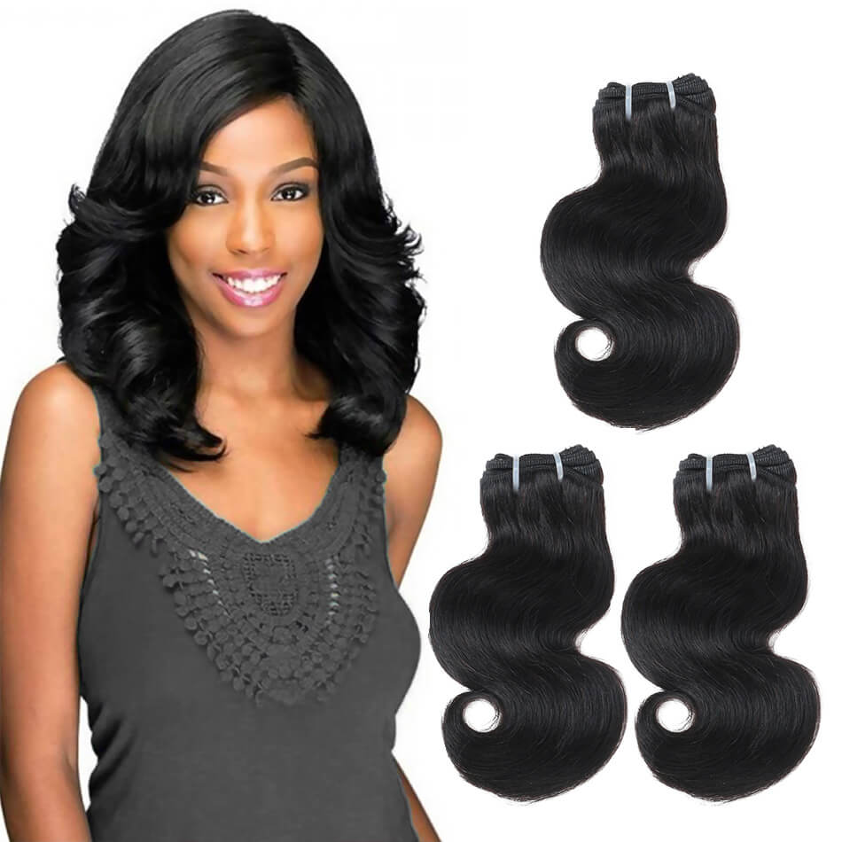 BHF 3 Bundles Indian Body Wave 8A Hair Weave Natural Black Hair Weave 50g/PC 100% Human Virgin Hair