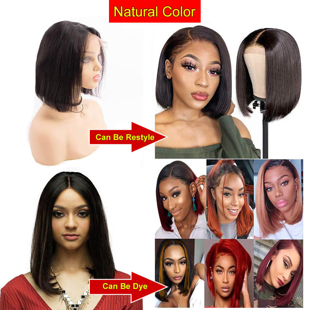 BHF Brazilian Straight wigs T Part  Lace Front Bobo Wigs 6-14inch Human Hair Wig