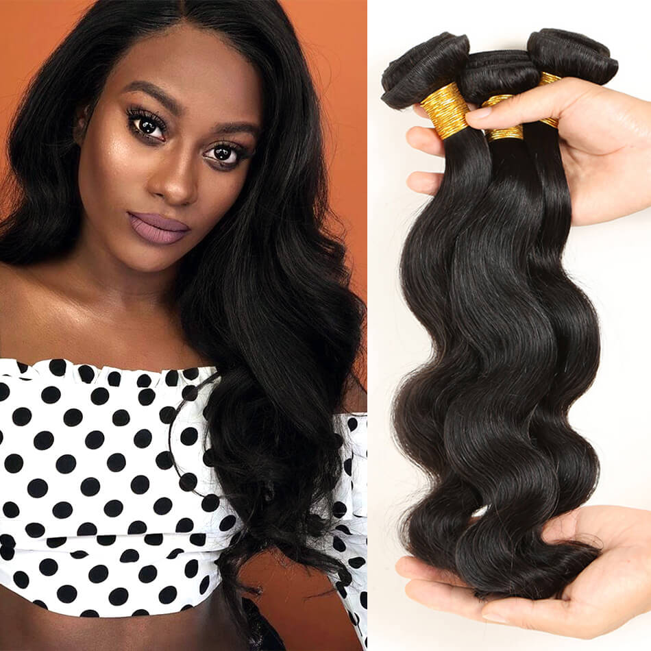 BHF Peruvian Body Wave 3 Bundles Human Hair Peruvian Virgin Hair Extention 8-24"