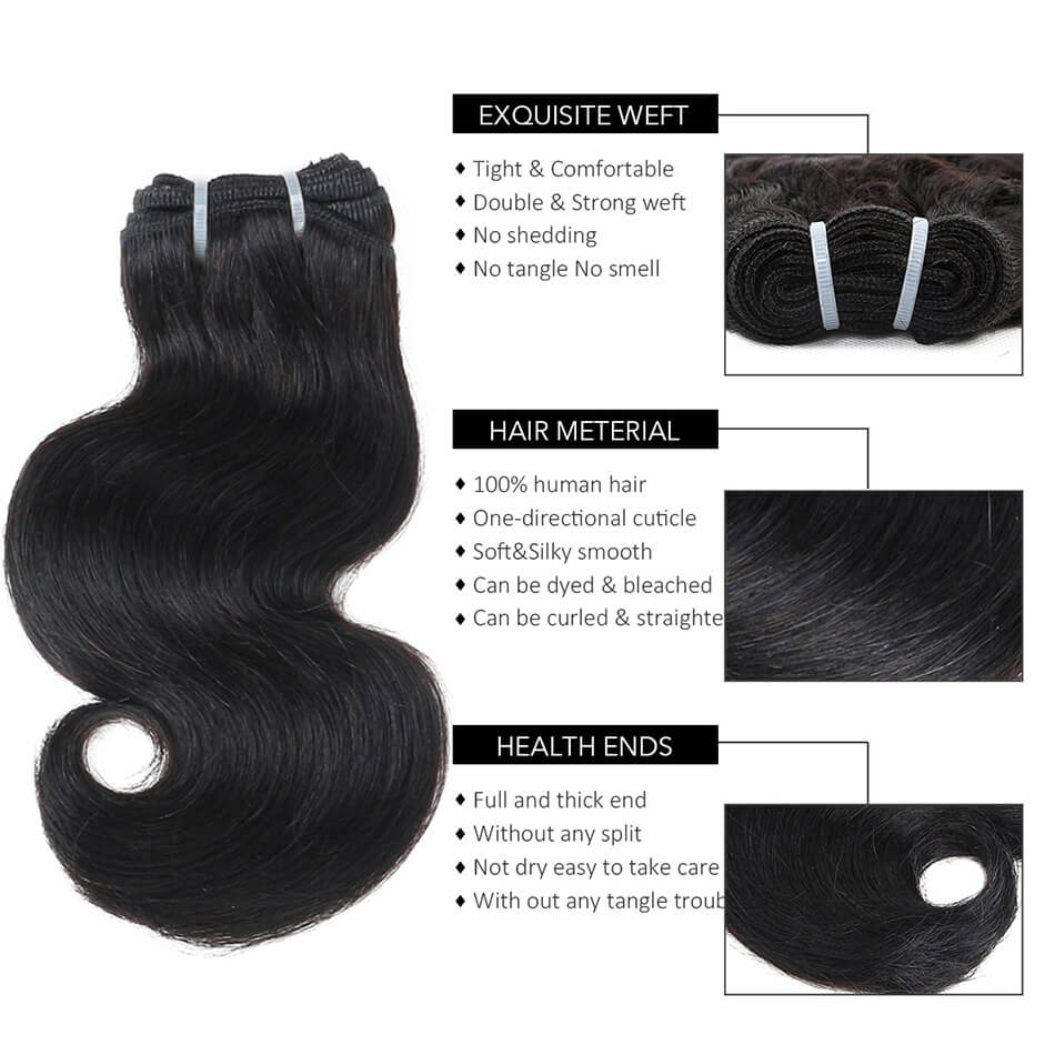 BHF Indian 8A Body Wave 4 Bundles Hair Natural Black 100% Human Hair  Hair Weave 50/PC Virgin Hair