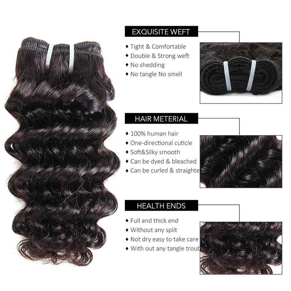BHF Brazilian Deep Wave 100% Human Hair extension 50G/pc Remy Human Hair Weaves 1PC/LOT
