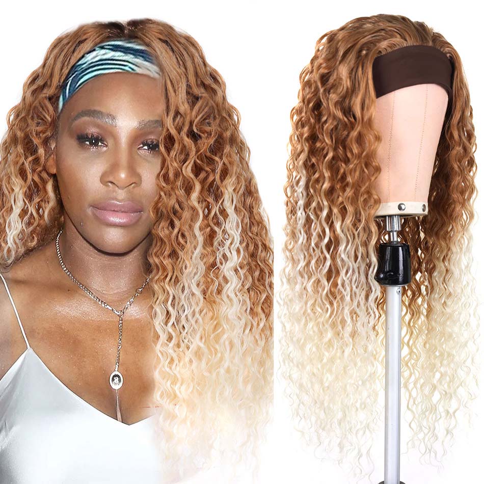 28Inch Water Wave Headband Wigs Synthetic Wig With Headband For Women Glueless Wig By BHF