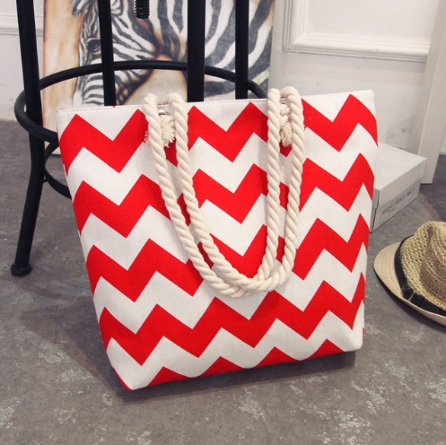 Women Canvas striped Shoulder Beach Bag Female Casual Tote Shopping Big Bag floral Messenger Bags