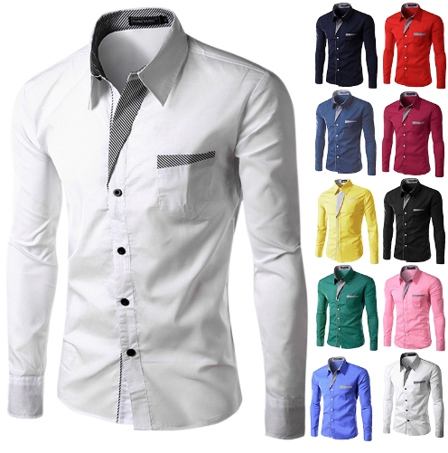 New Fashion Long Sleeve Shirt Men Slim Design Formal Casual Male Dress Shirt Size M-4XL