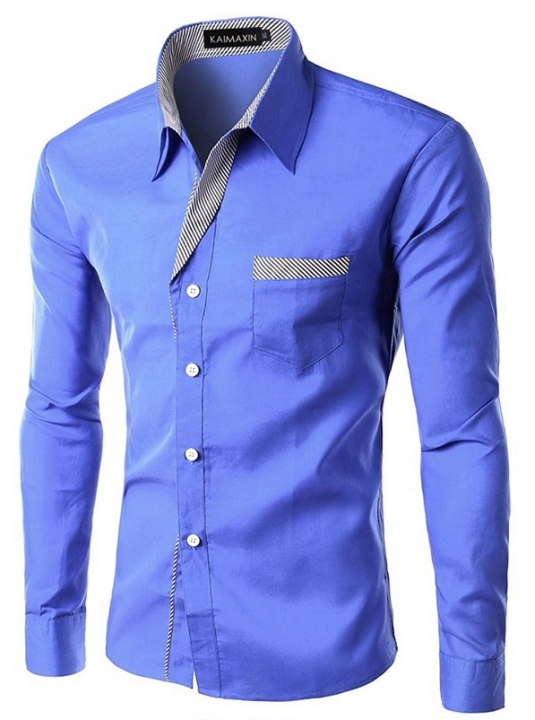 New Fashion Long Sleeve Shirt Men Slim Design Formal Casual Male Dress Shirt Size M-4XL