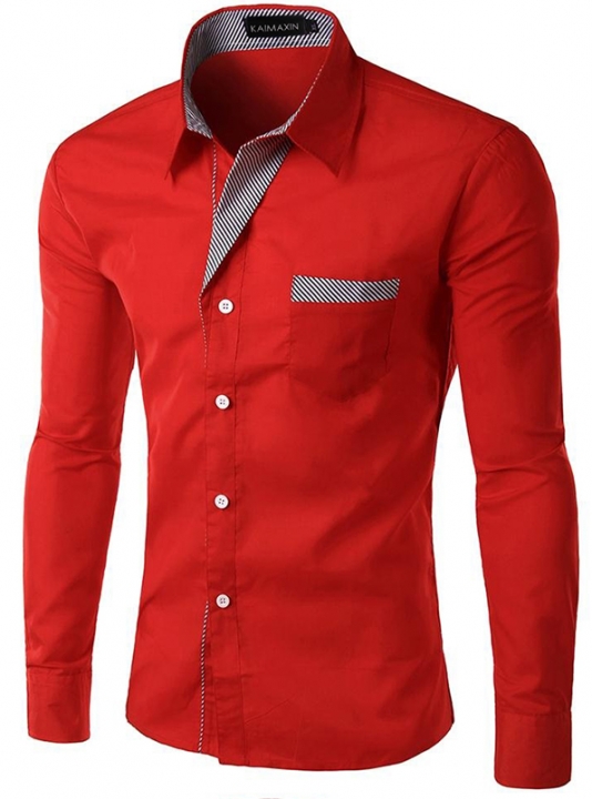 New Fashion Long Sleeve Shirt Men Slim Design Formal Casual Male Dress Shirt Size M-4XL