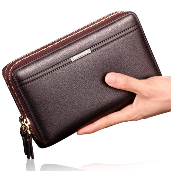 Zipper Men Clutch Bags PU Men's Leather Wallet Men Handy Bag Male Long Wallets Man Purses