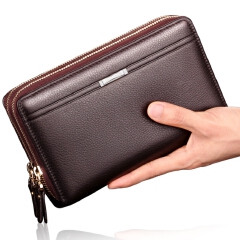 Zipper Men Clutch Bags PU Men's Leather Wallet Men Handy Bag Male Long Wallets Man Purses