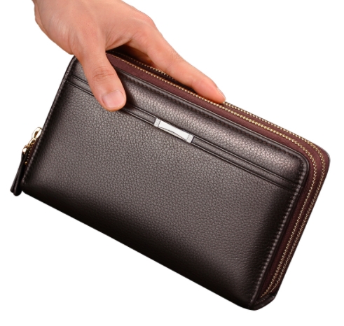 Zipper Men Clutch Bags PU Men's Leather Wallet Men Handy Bag Male Long Wallets Man Purses
