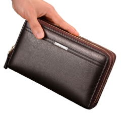 Zipper Men Clutch Bags PU Men's Leather Wallet Men Handy Bag Male Long Wallets Man Purses
