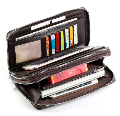 Zipper Men Clutch Bags PU Men's Leather Wallet Men Handy Bag Male Long Wallets Man Purses
