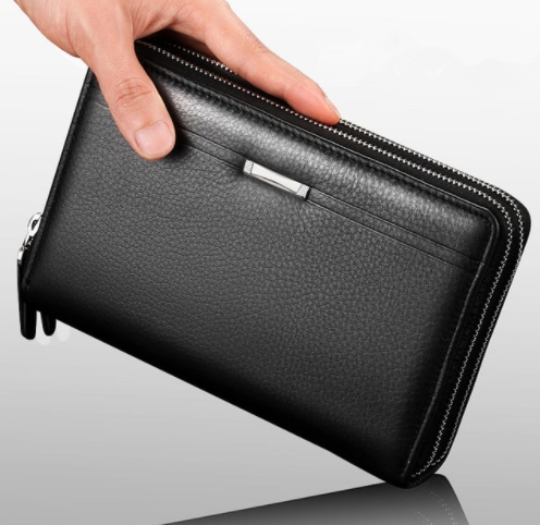 Zipper Men Clutch Bags PU Men's Leather Wallet Men Handy Bag Male Long Wallets Man Purses